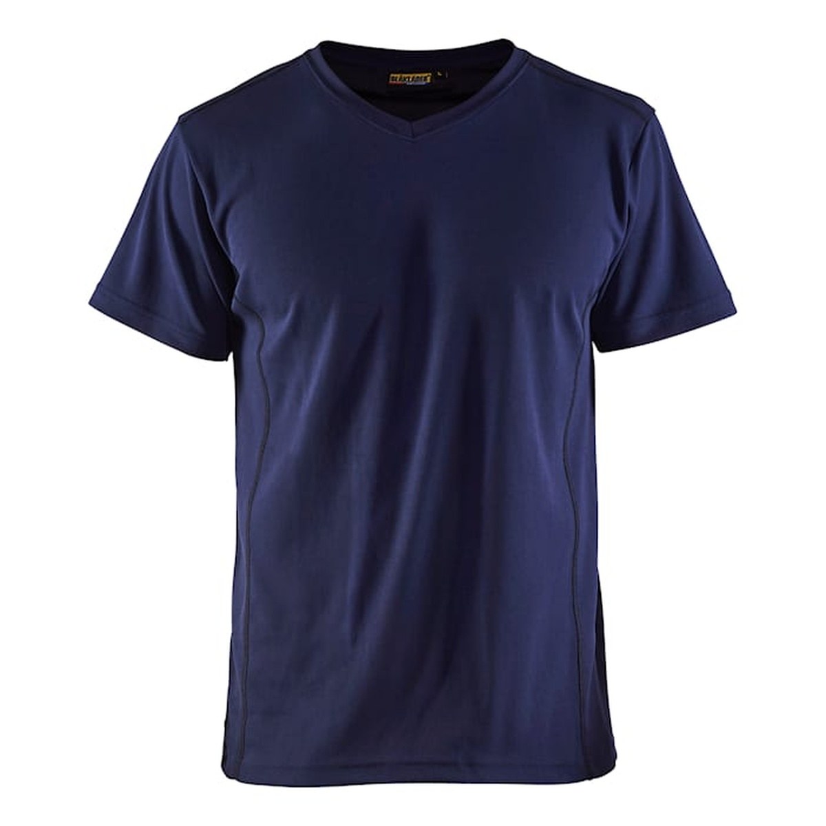 UV T-shirt i marineblå med V-udskæring, UPF 40+ solbeskyttelse, funktionelt arbejdstøj