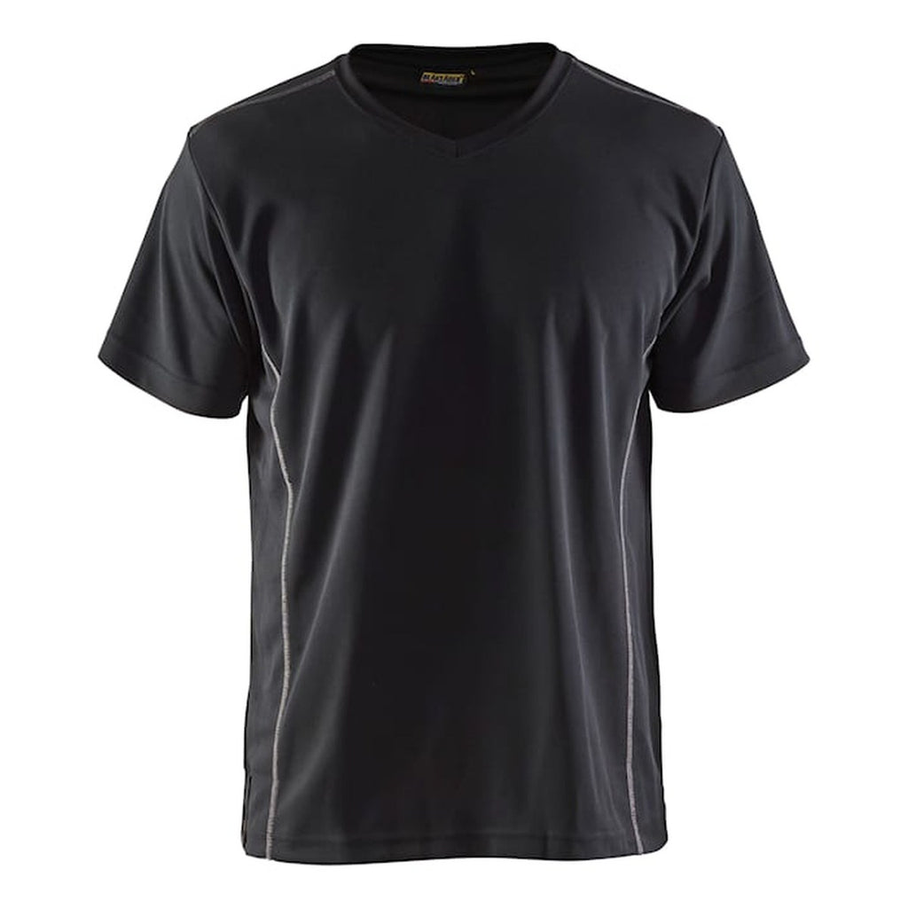 Sort UV T-shirt med UPF 40+ solbeskyttelse til funktionelt arbejde og fritid.