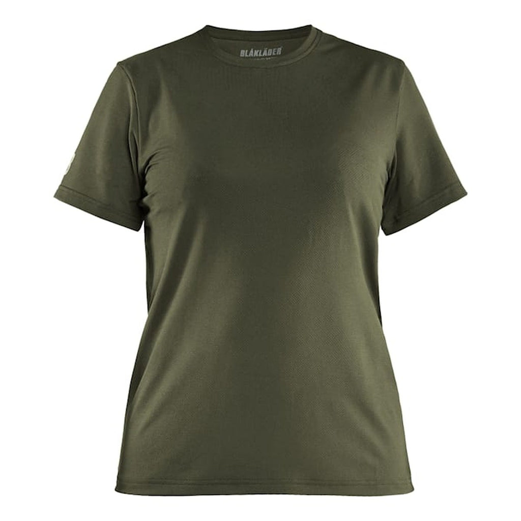 Grøn UV T-shirt til dame med feminint snit og V-hals