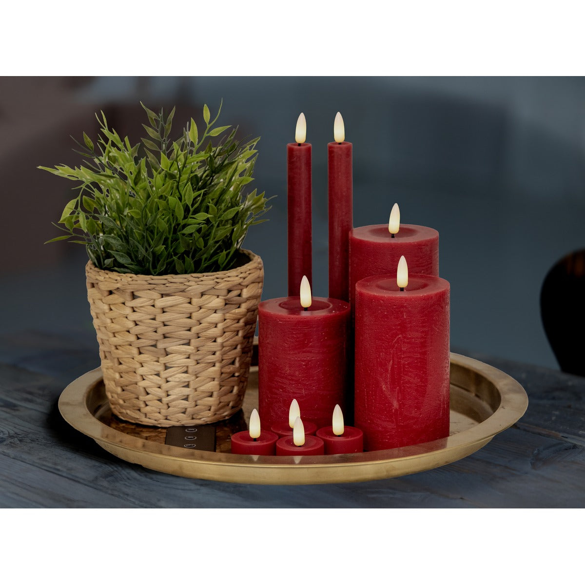 LED-lyssæt – 10 dele – dybrød