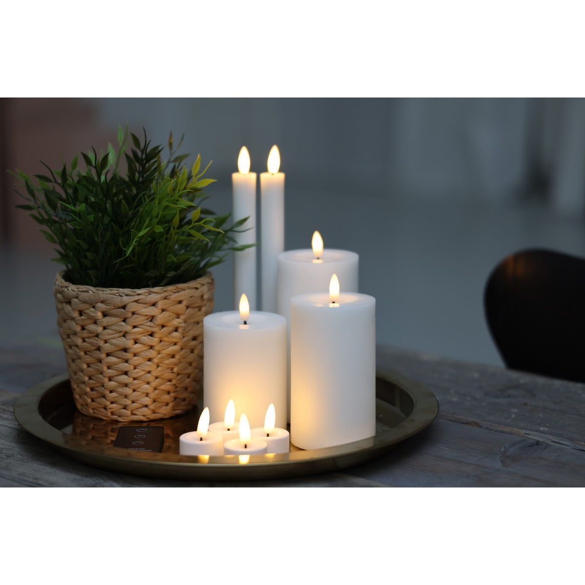 LED-lyssæt – 10 dele – hvid – med fjernbetjening