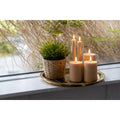 Rillet LED-lyssæt – 6 dele – brun – med fjernbetjening