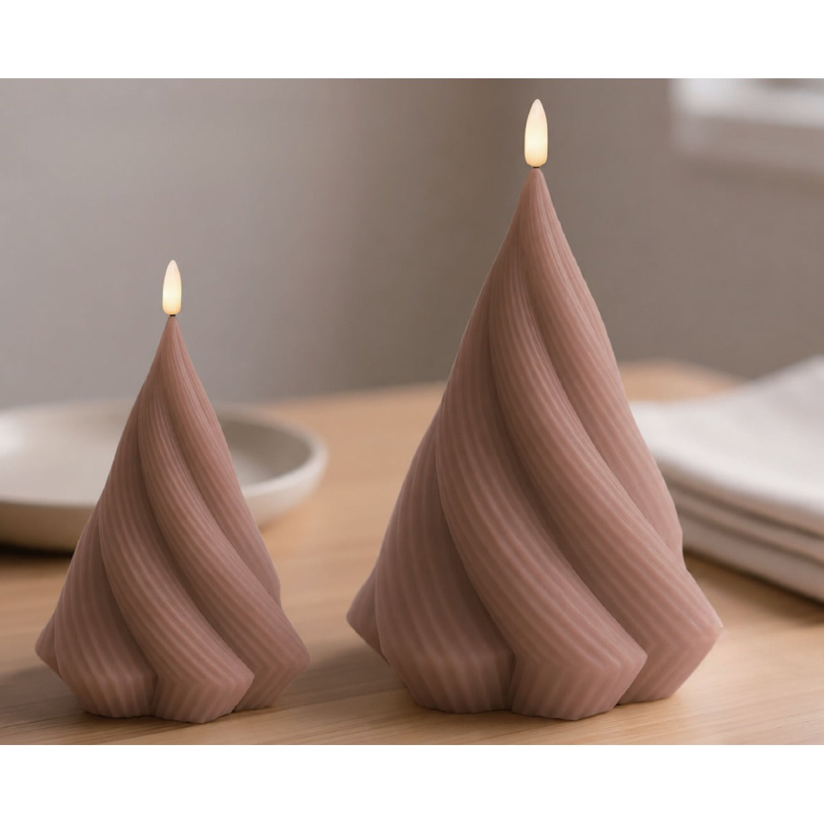 Spiralformede LED-lys – 2 stk. – mocca