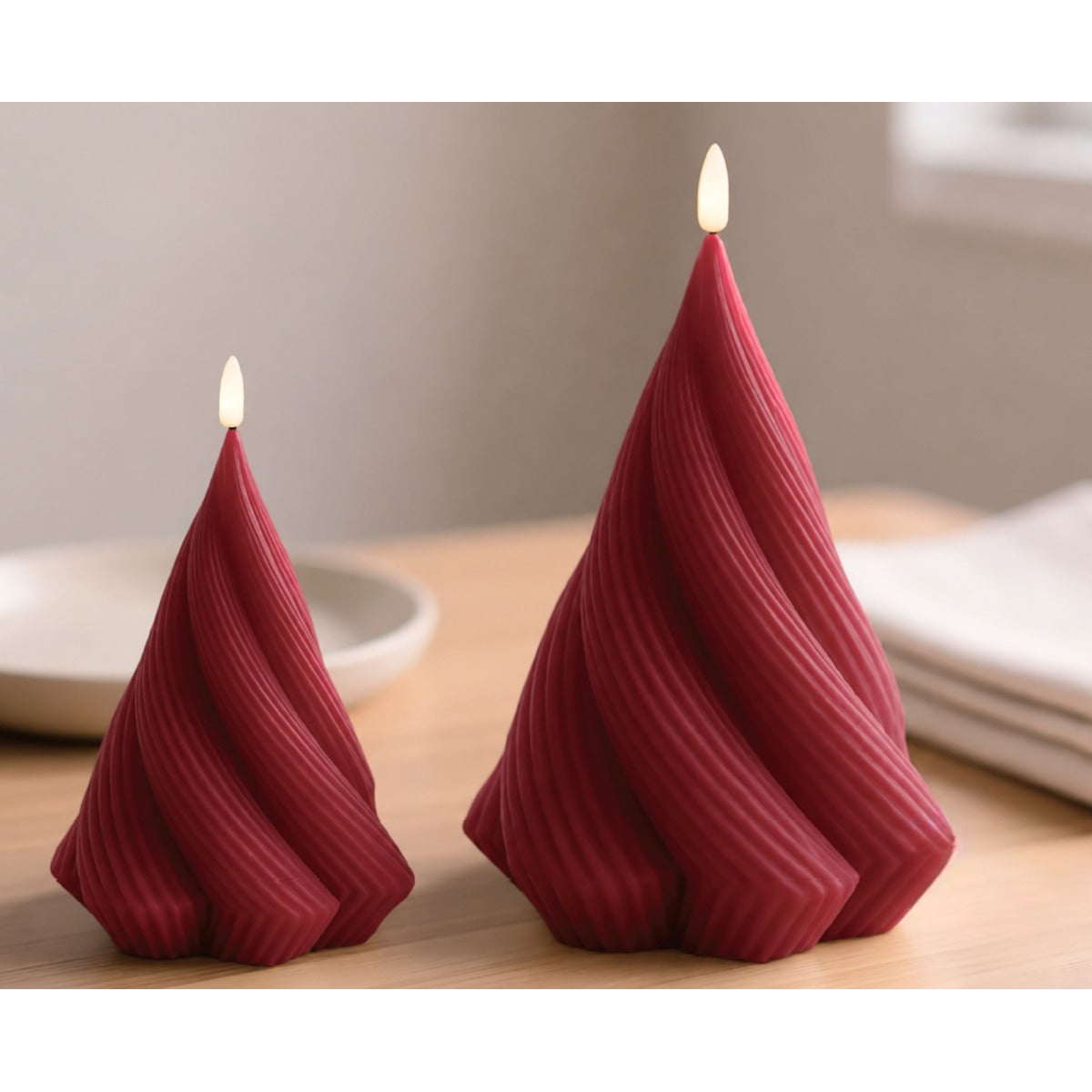 Spiralformede LED-lys – 2 stk. – dybrød