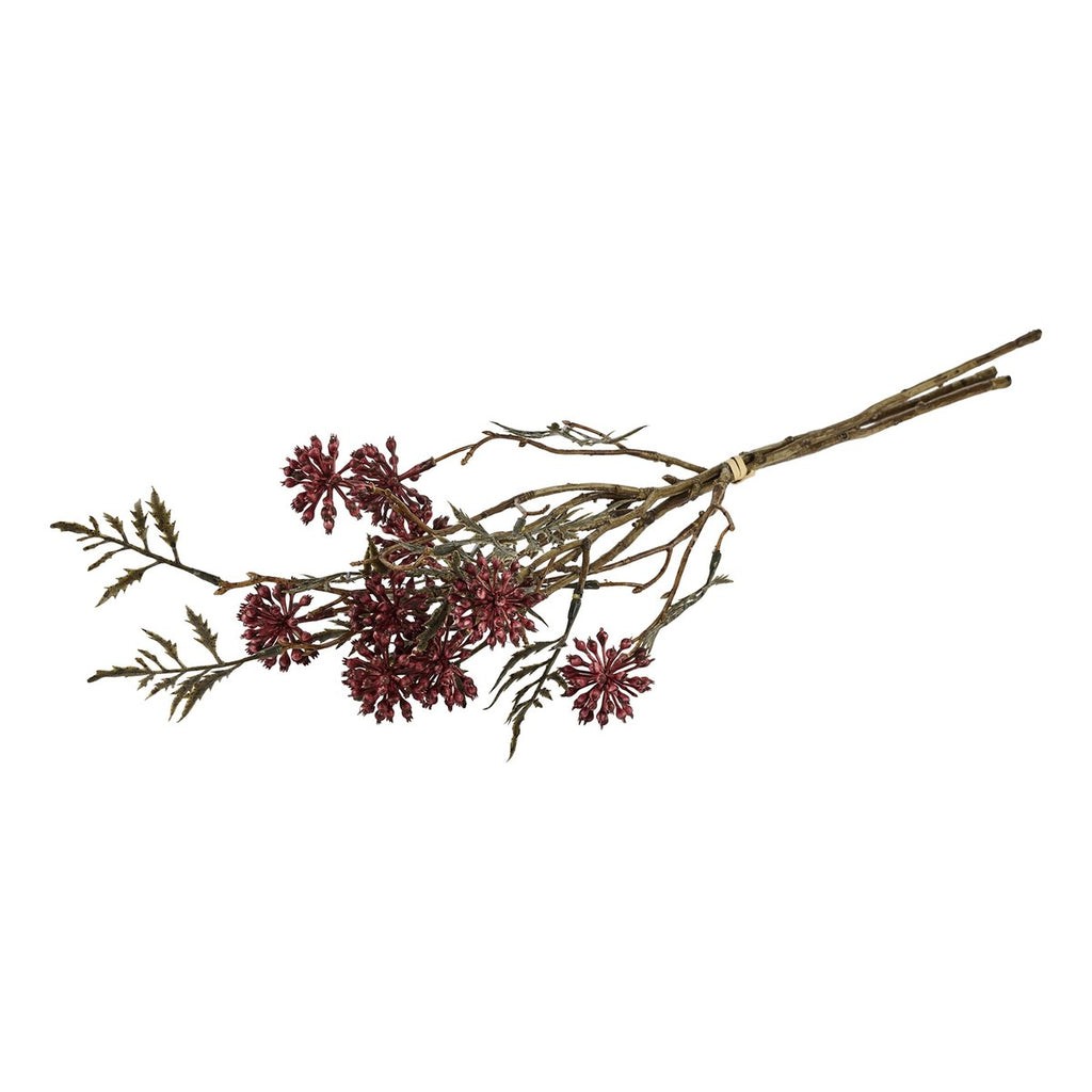 Silkeblomst bær- og bladgren – 3 stk. – 55 cm – grøn/bordeaux