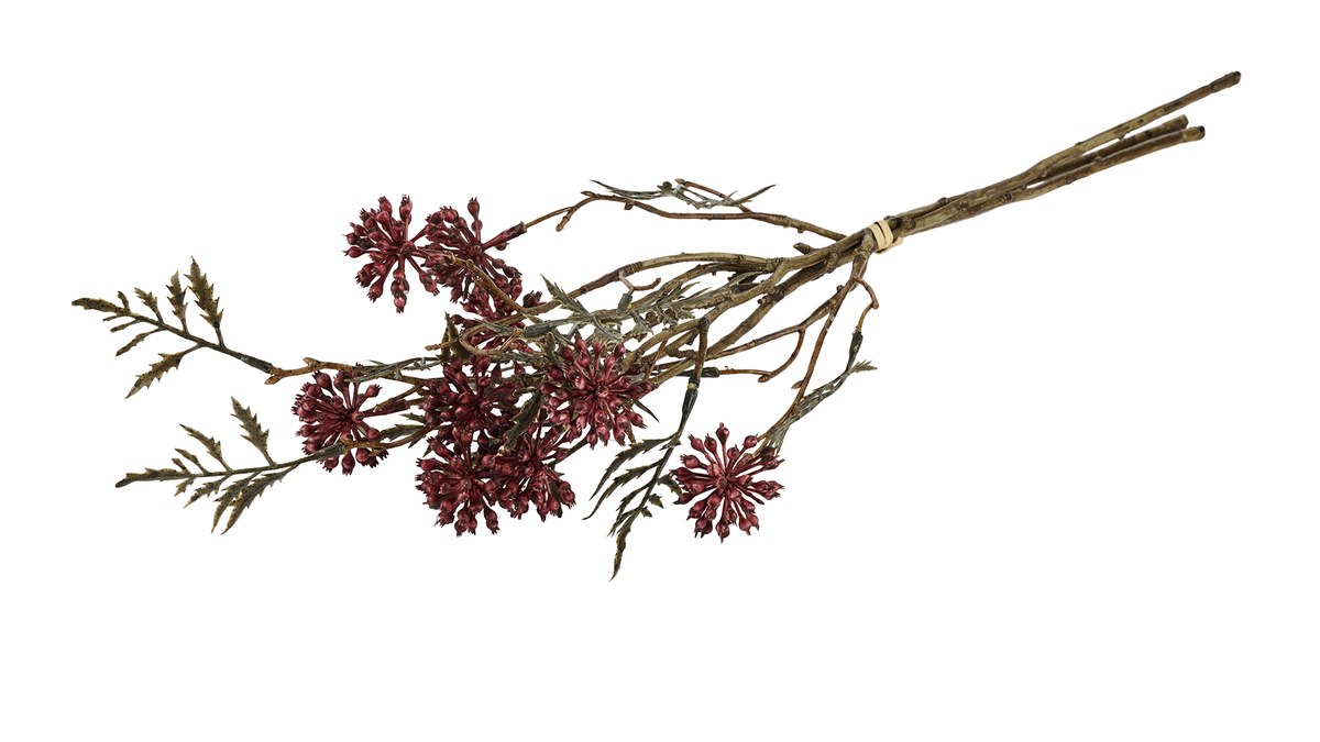 Silkeblomst bær- og bladgren – 3 stk. – 55 cm – grøn/bordeaux