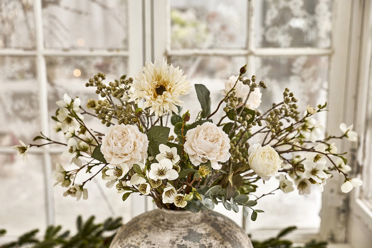 Silkeblomst ranunkel – L46 cm – creme