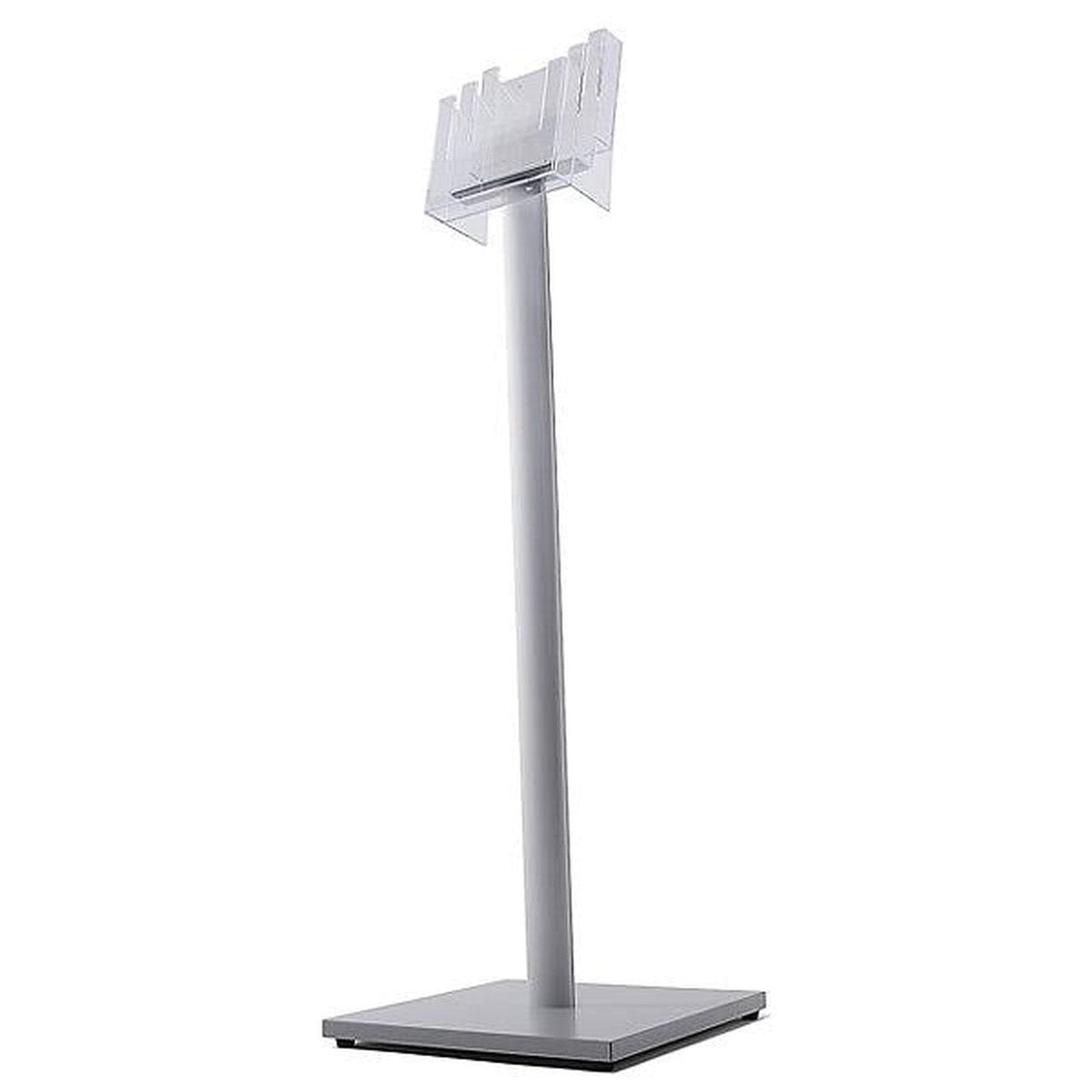 Fritstående brochurestander med et tomt A5 display i aluminium og polystyren