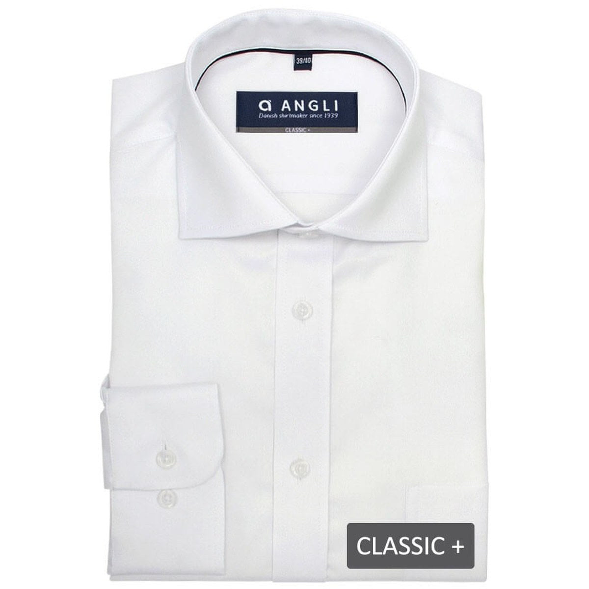Angli skjorte | classic + fit lange ærmer | Hvid