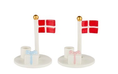Lysestage Party – H14 cm – blå/lyserød – sæt med 2 stk.