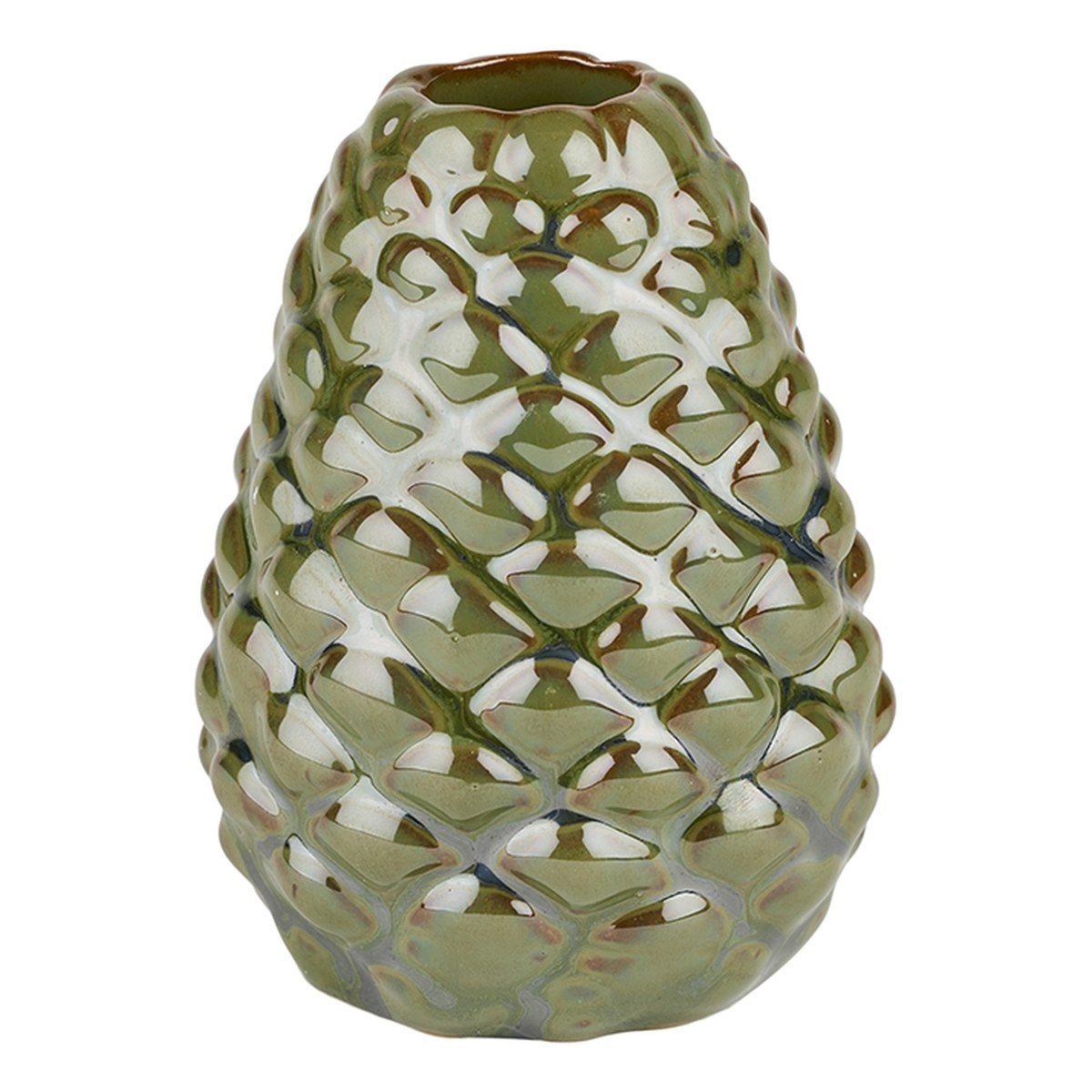 Lysestage Kogle – 10x7 cm – grøn – keramik