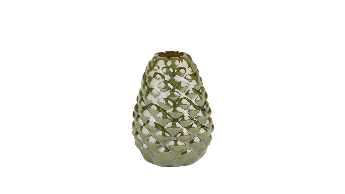 Lysestage Kogle – 10x7 cm – grøn – keramik