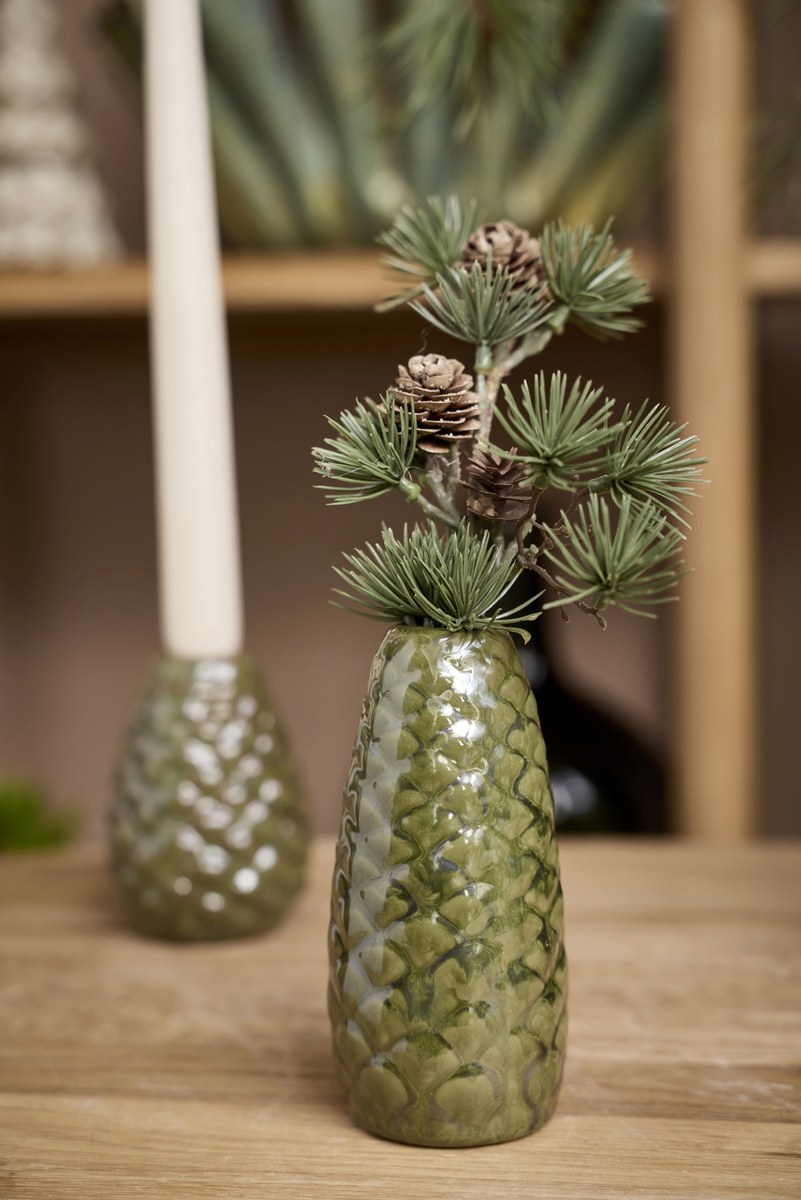 Kogle vase – 13x6 cm – grøn