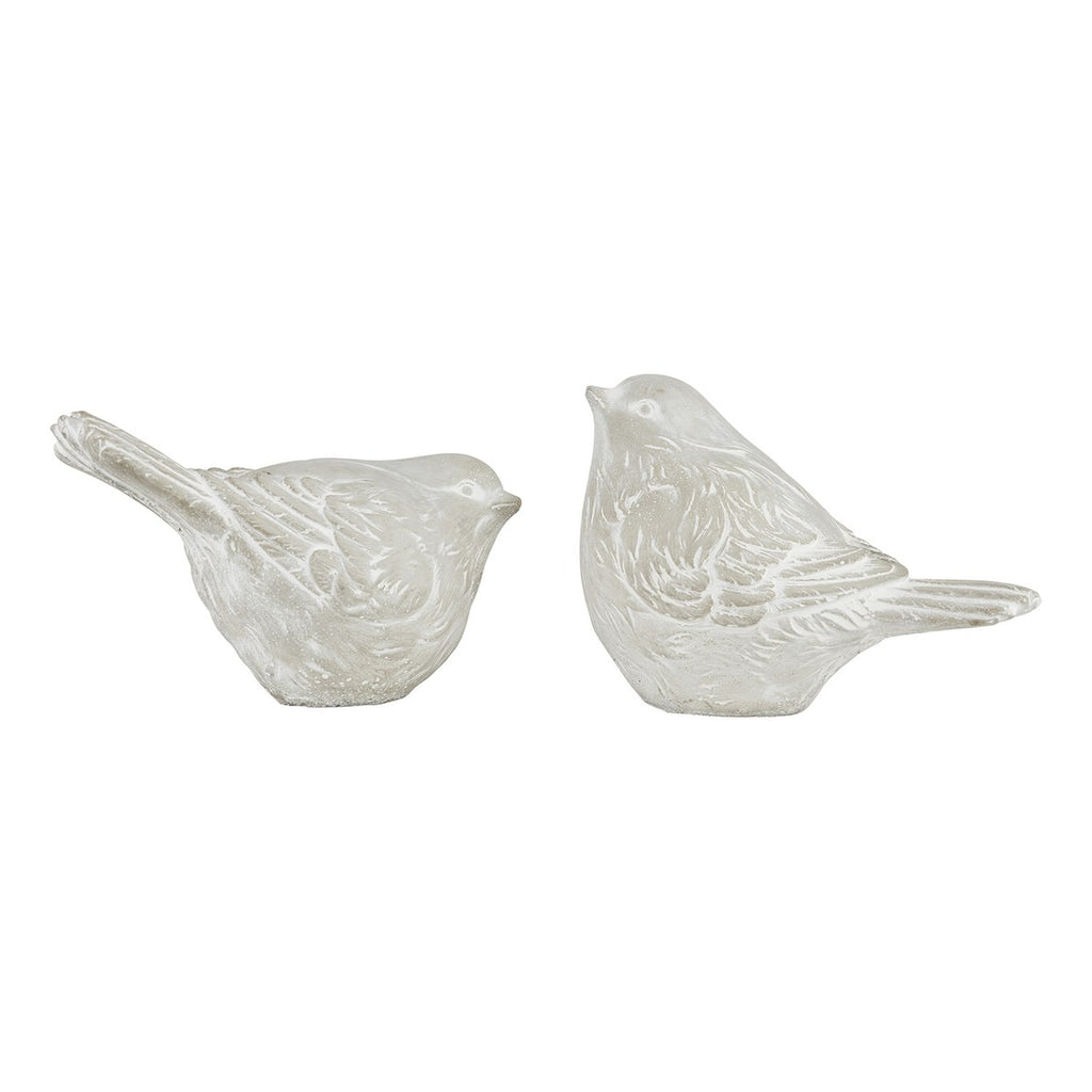 Fuglefigur – 12 cm – antik – cement – sæt med 2 stk.