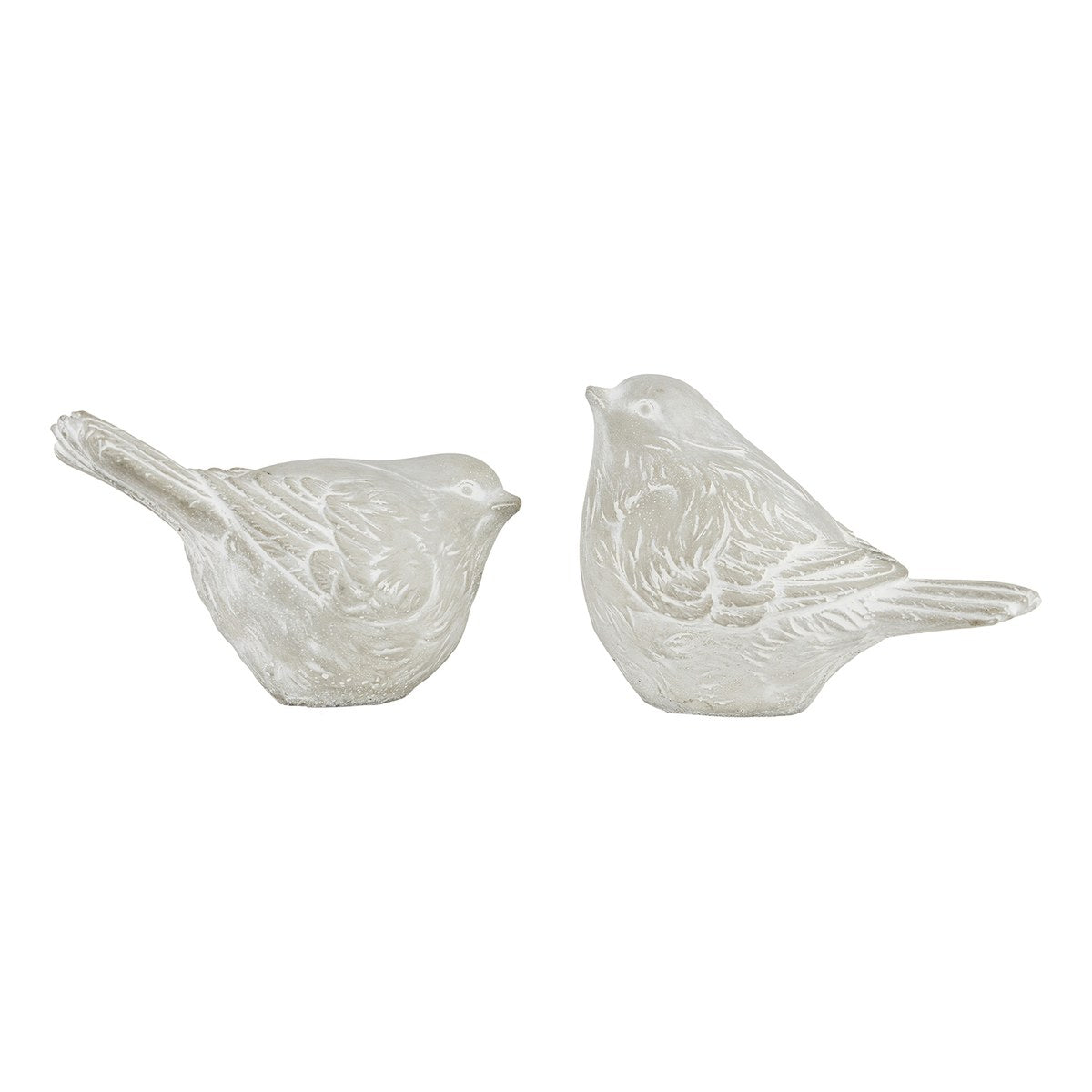 Fuglefigur – 12 cm – antik – cement – sæt med 2 stk.