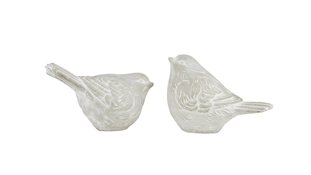 Fuglefigur – 12 cm – antik – cement – sæt med 2 stk.