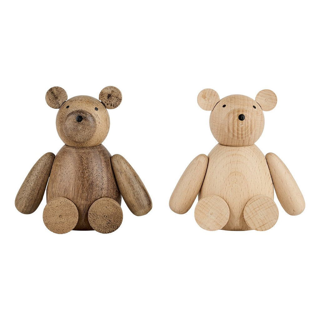 Bamse – 9x5 cm – mørk/lys – træ – sæt med 2 stk.