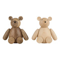Bamse – 9x5 cm – mørk/lys – træ – sæt med 2 stk.