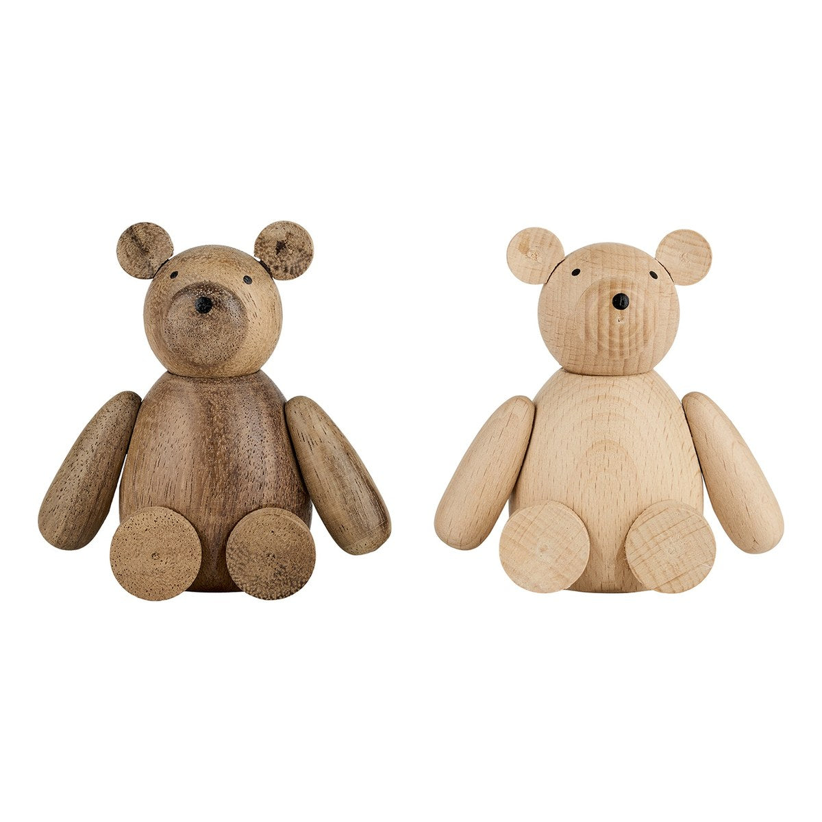 Bamse – 9x5 cm – mørk/lys – træ – sæt med 2 stk.