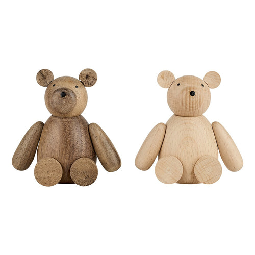 Bamse – 9x5 cm – mørk/lys – træ – sæt med 2 stk.