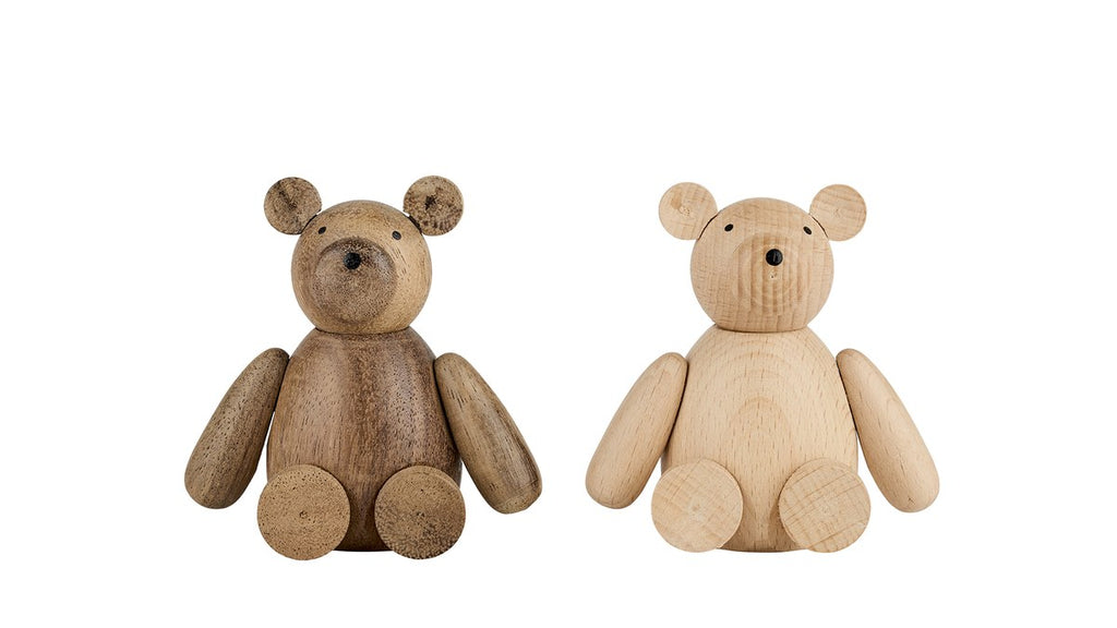Bamse – 9x5 cm – mørk/lys – træ – sæt med 2 stk.