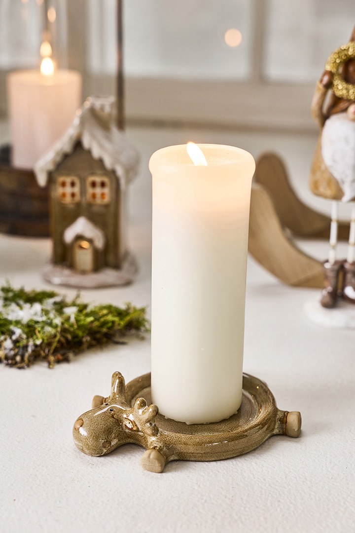 Fad Deer – 4x15 cm – grøn/brun – keramik