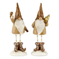 Santa Slim – 12 cm – brun/hvid – polyresin – sæt med 2 stk.