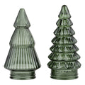 Juletræ – 20x10 cm – grøn – glas – sæt med 2 stk.