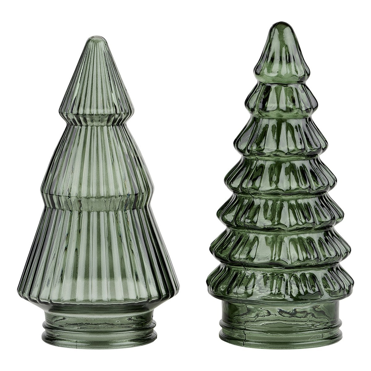 Juletræ – 20x10 cm – grøn – glas – sæt med 2 stk.