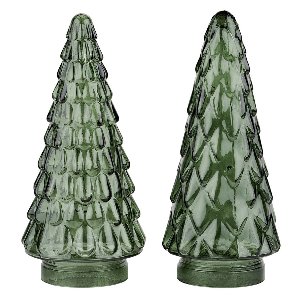 Juletræ – 24x11 cm – grøn – glas – sæt med 2 stk.