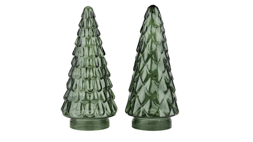Juletræ – 24x11 cm – grøn – glas – sæt med 2 stk.