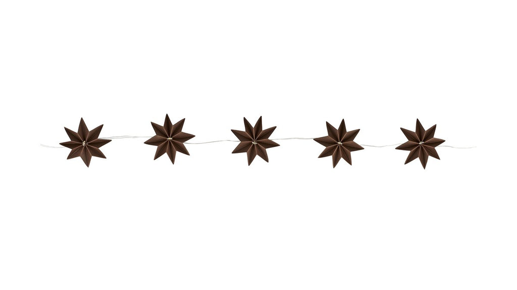 Stjerne-lyskæde – 8 + 160 cm – chokolade – sæt med 3 stk.