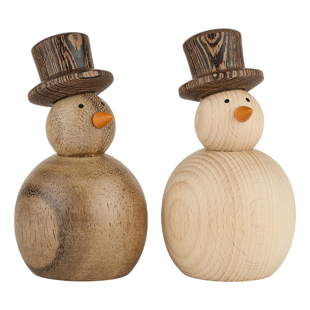 Snemand – 10x6 cm – mørk/lys – træ