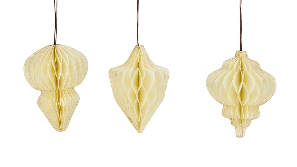 Papirornament – 12 cm – creme – papir – sæt med 3 stk.