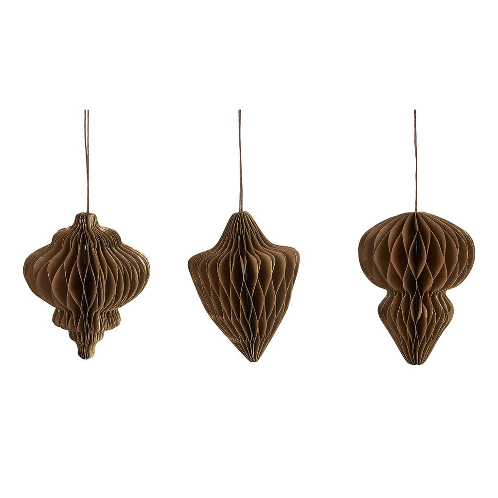 Papirornament – 12 cm – chokolade – papir – sæt med 3 stk.