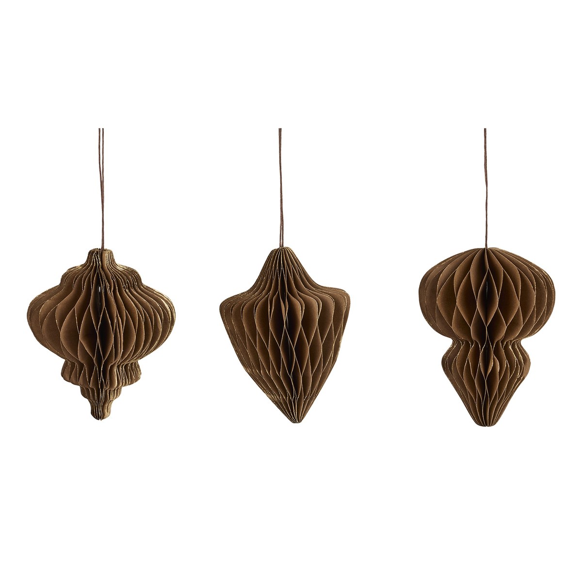 Papirornament – 12 cm – chokolade – papir – sæt med 3 stk.