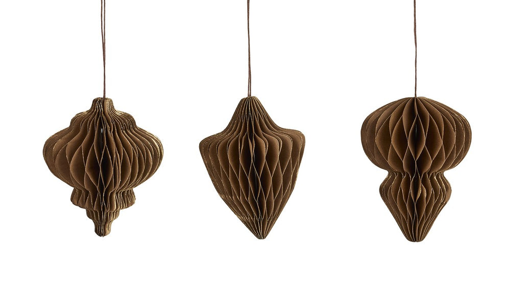 Papirornament – 12 cm – chokolade – papir – sæt med 3 stk.