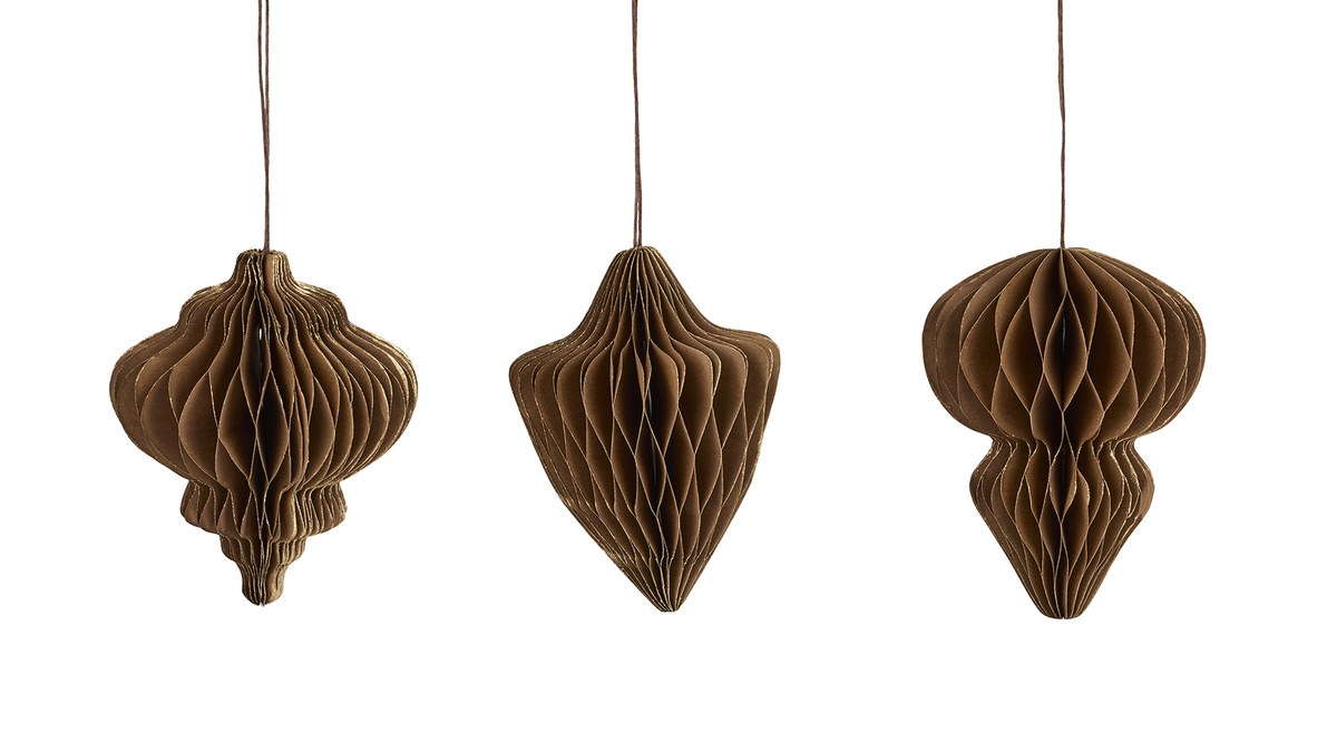 Papirornament – 12 cm – chokolade – papir – sæt med 3 stk.