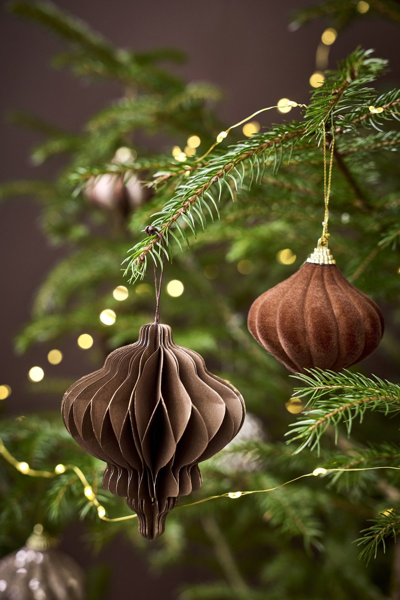 Papirornament – 12 cm – chokolade – papir – sæt med 3 stk.