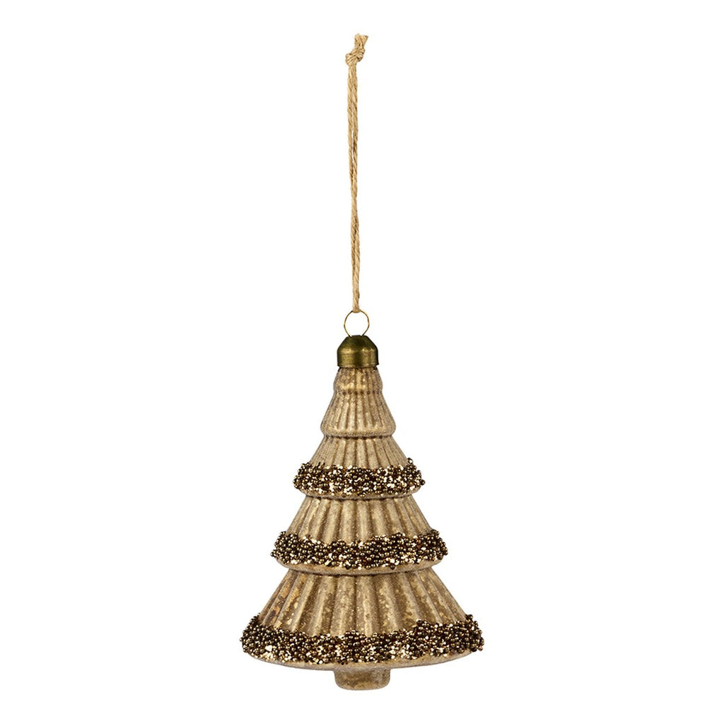 Kugle Glastræ – 15x10 cm – guld/perlemor – glas
