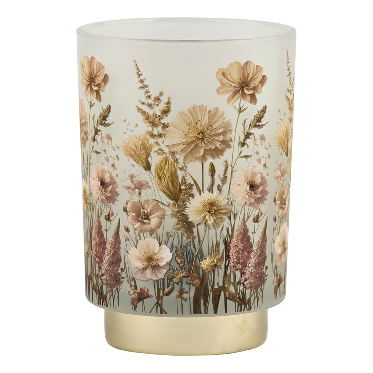 LED-glas Flower – 15x10 cm – nude/gylden – 6 timers timer