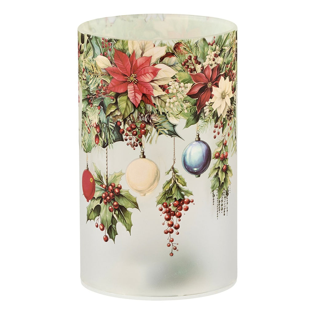 LED-glas med julemotiv – 12x7.5 cm – 6 timers timer