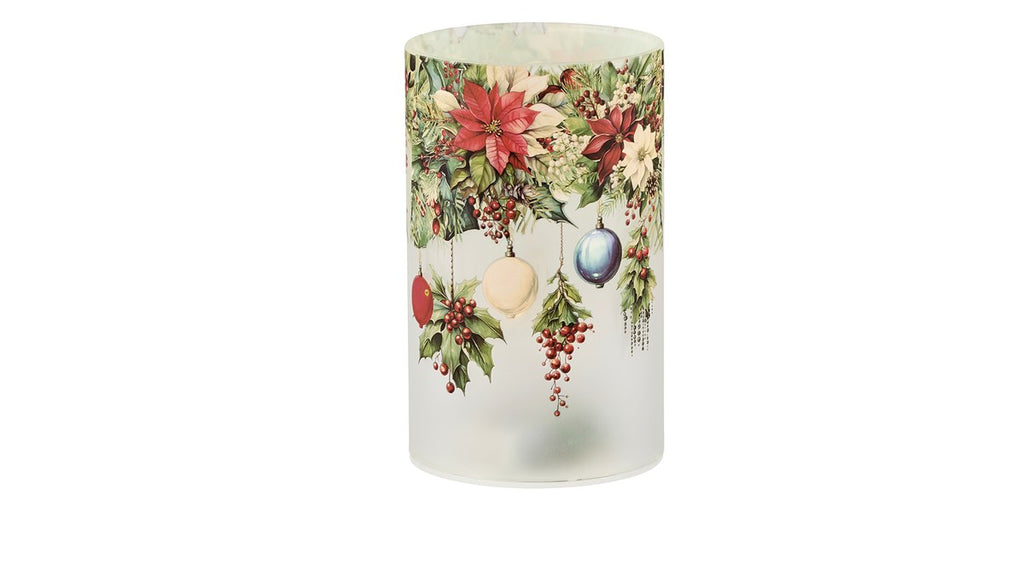 LED-glas med julemotiv – 12x7.5 cm – 6 timers timer
