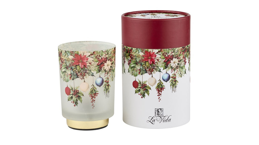 LED-glas med julemotiv – 15x10 cm – 6 timers timer