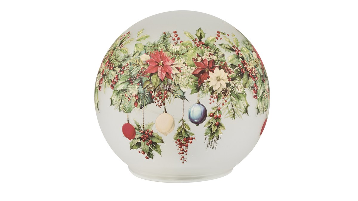 LED-glaskugle med julemotiv – Ø 15 cm – 6 timers timer