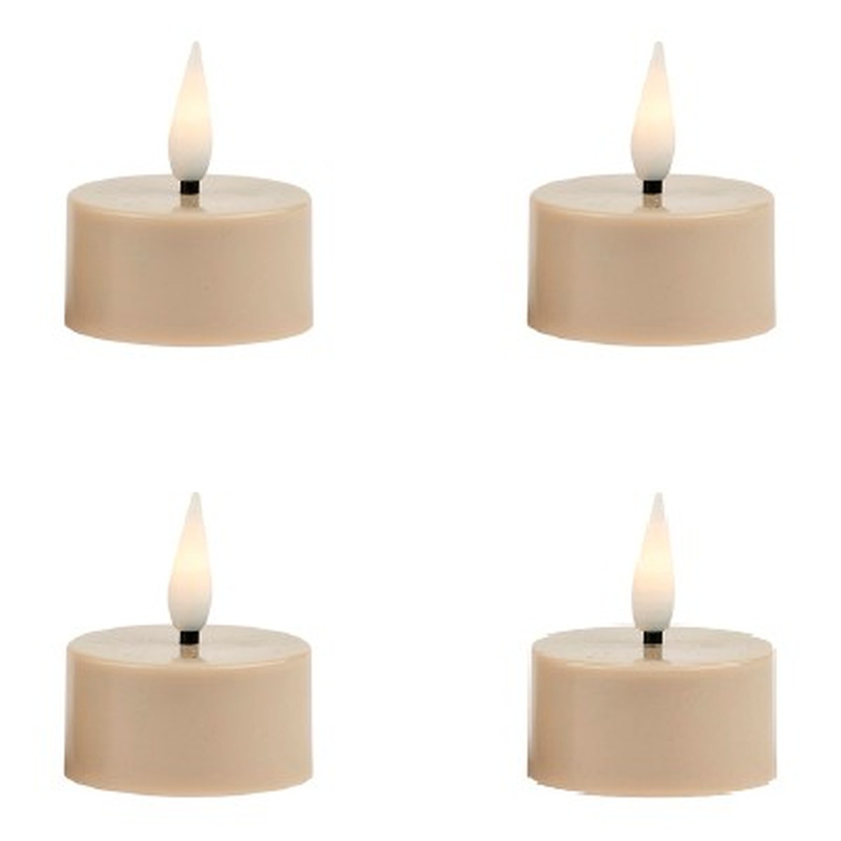 LED-fyrfadslys – Sæt med 4 dele – 4x3.8 cm – sand – 6 timers timer
