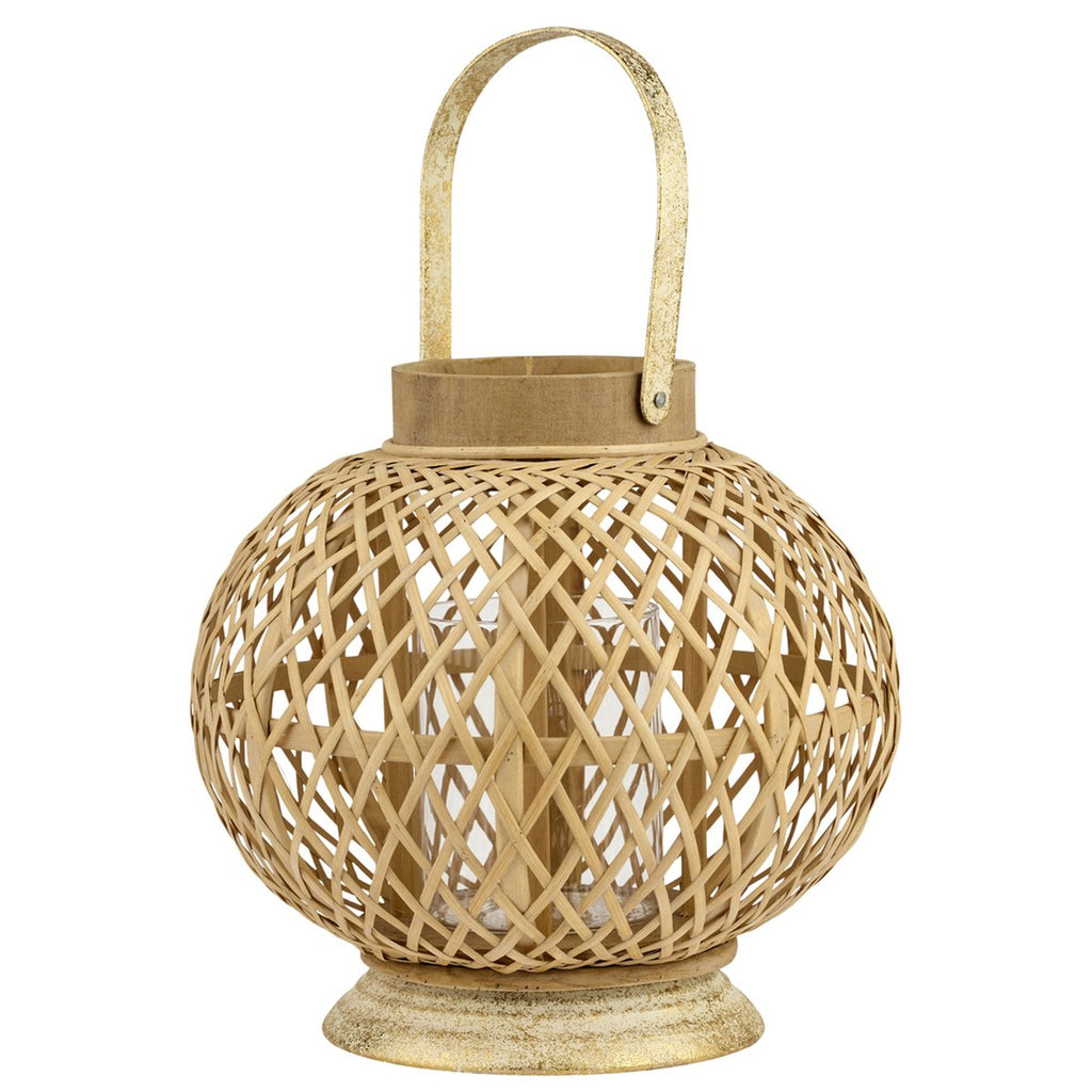 Lanterne Osaka – 25x25 cm – natur/gylden – metal / bambus