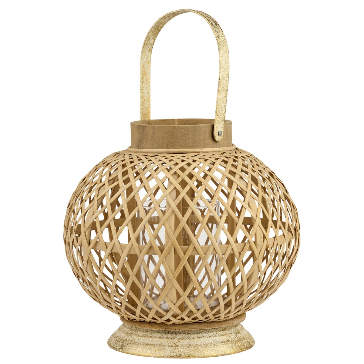 Lanterne Osaka – 25x25 cm – natur/gylden – metal / bambus