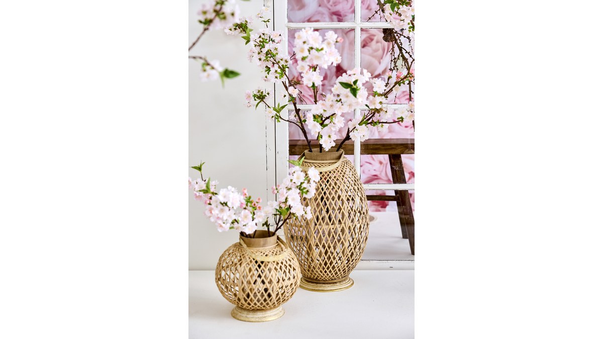 Lanterne Osaka – 25x25 cm – natur/gylden – metal / bambus