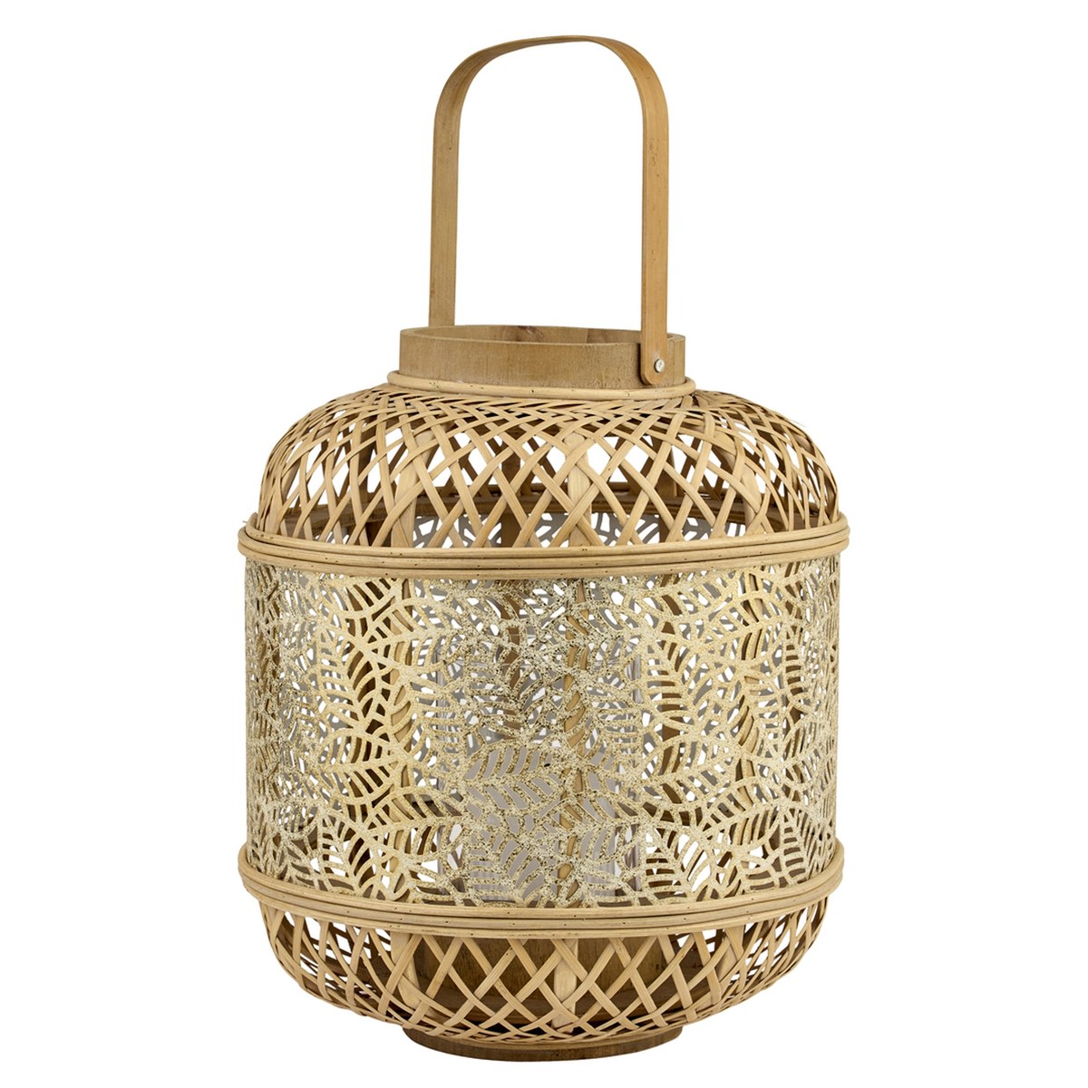 Lanterne Kyoto – 33x28 cm – natur/gylden – metal / bambus